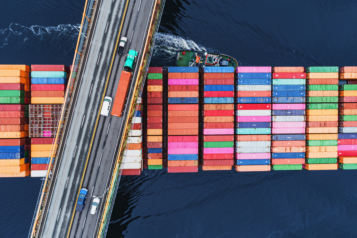 Shipping containers, seen from above