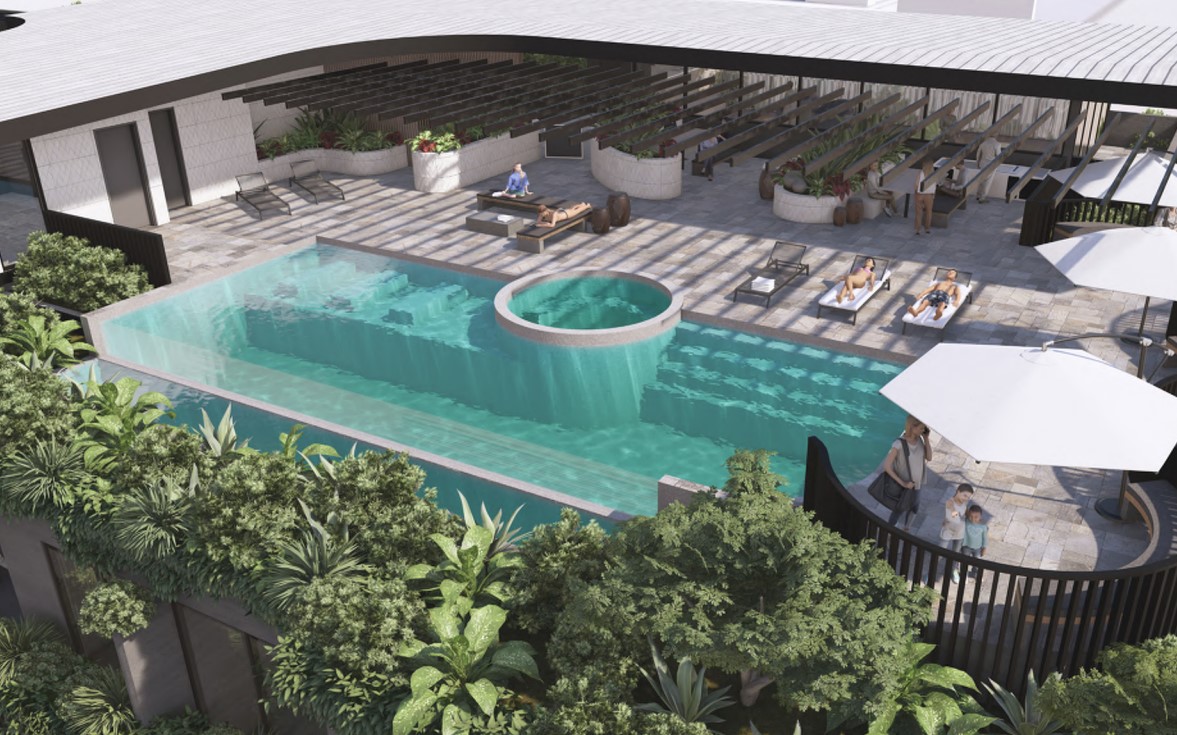 Rooftop pool and garden