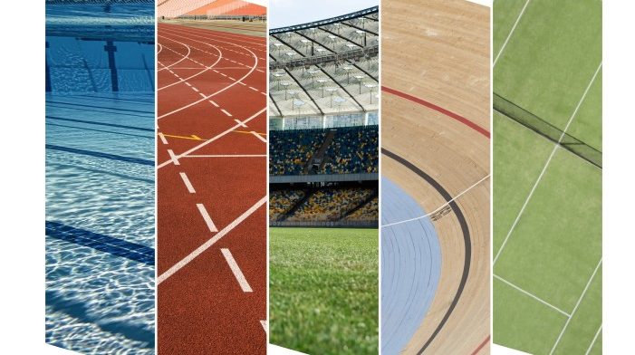 Graphics of sporting venues. | Newsreel
