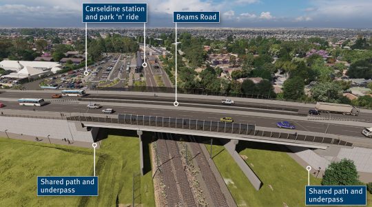 Artist's impression of new Beams Road overpass. | Newsreel