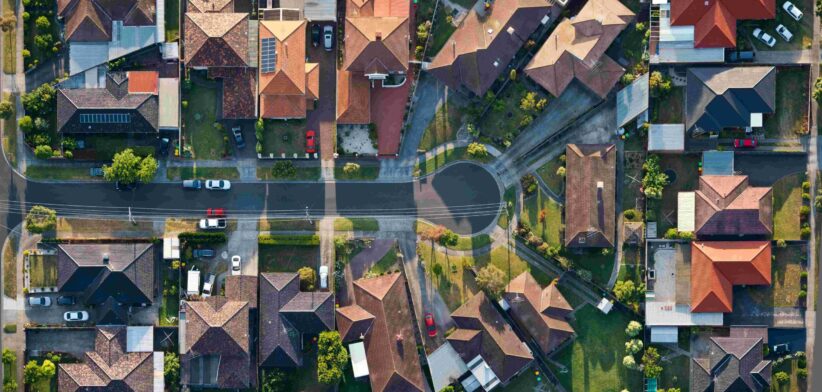 Aerial shot of housing. | Newsreel