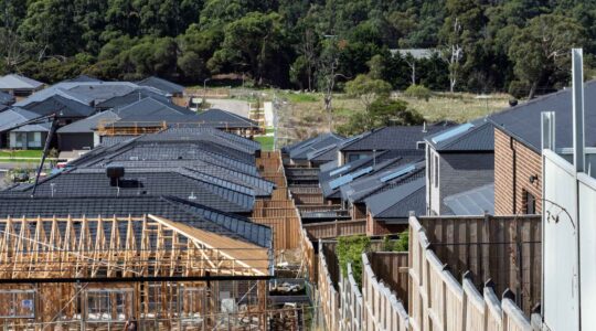 Houses under construction. | Newsreel