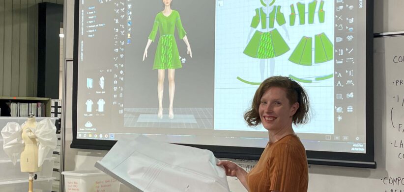 QUT fashion lecturer Dr Madeline Taylor in art studio. | Newsreel