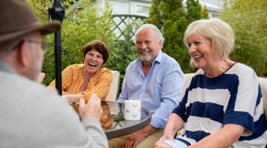 Elderly people in a garden. | Newsreel