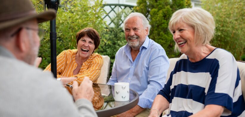 Elderly people in a garden. | Newsreel