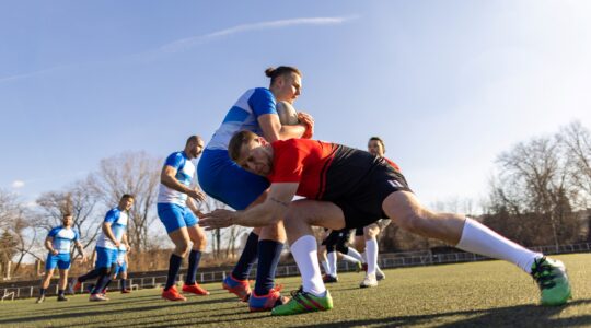 Rugby League tackle. | Newsreel