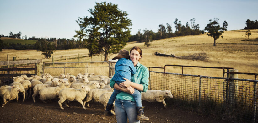 Woman and child on sheep station. | Newsreel