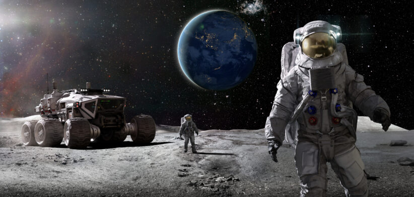 Artist's impression of humans on the moon. | Newsreel