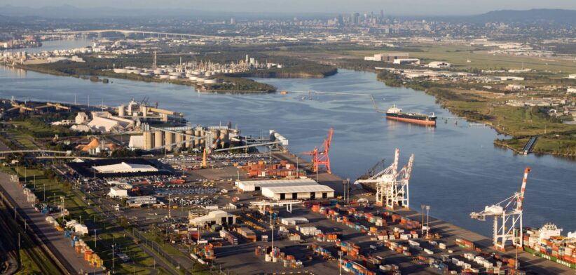 Aerial view of the port of Brisbane