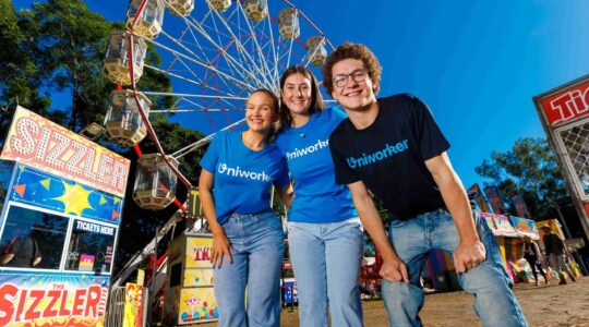 Uniworkers Genevieve Rashford, Jaime Strydom and Ferg MIlls at Brookfield Show. | Newsreel