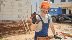 Middle age man on construction site.