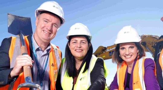 From left, Sunshine Coast Airport CEO Chris Mills, Queensland State Development Minister Grace Grace, Sunshine Coast Mayor Rosanna Natoli