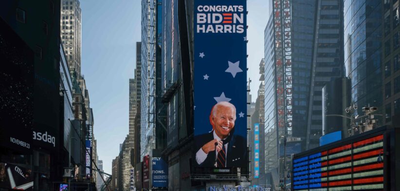 Biden-Harris billboard. | Newsreel