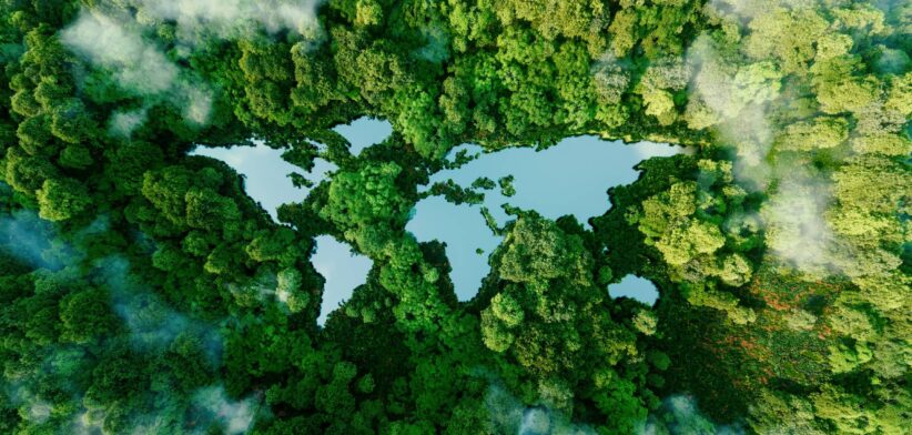 Map of world in rainforest. | Newsreel