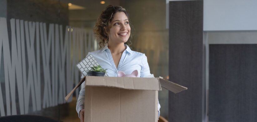 Woman leaving job. | Newsreel