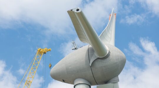 Wind turbine under construction. | Newsreel