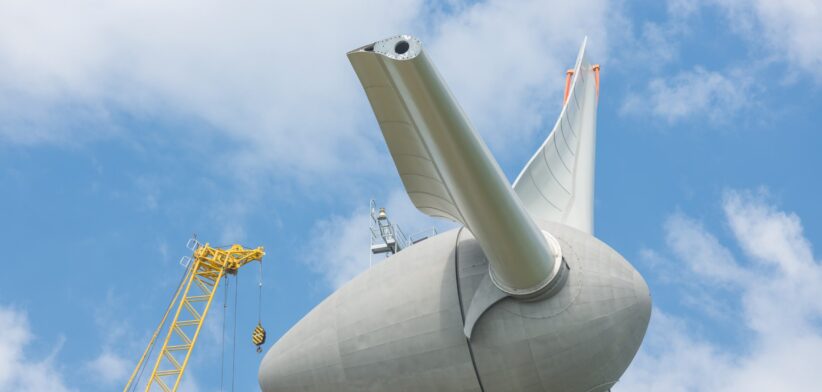 Wind turbine under construction. | Newsreel