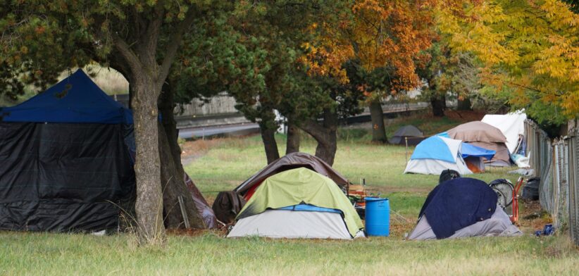 Homeless people living in tents. | Newsreel