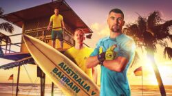 Graphic promoting Socceroos Gold Coast match.