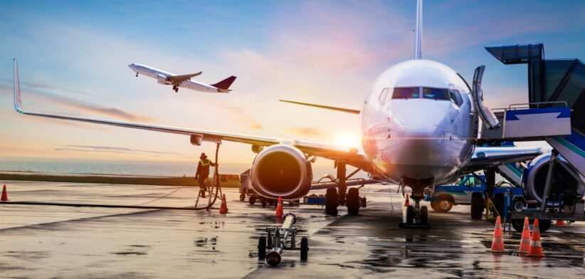 Jet airliner being refuelled. | Newsreel