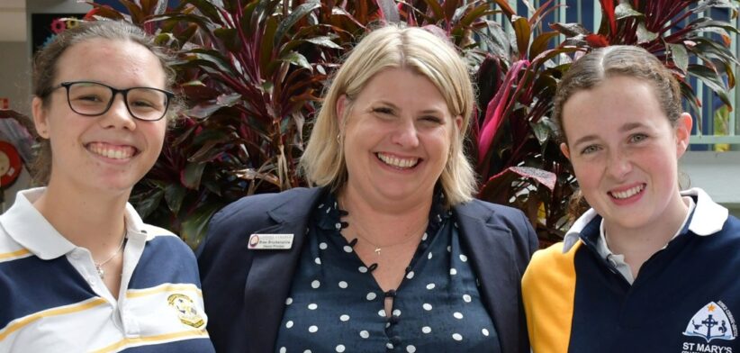 St Mary's College Maryborough principal Bree Brockenshire and students. | Newsreel