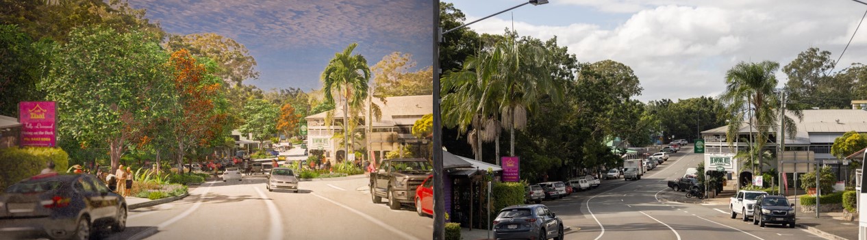 The Eumundi streetscape, then and now