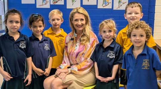 St Pius X School Salisbury principal Felicity Pryer and students. | Newsreel