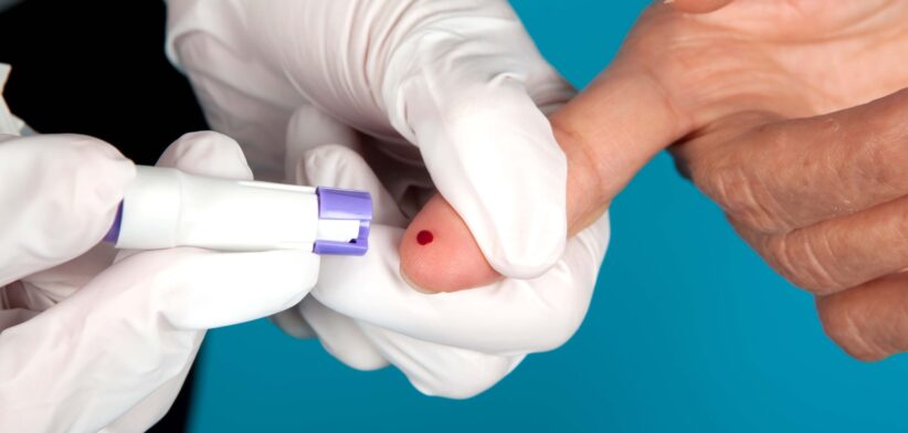 Finger prick blood test. | Newsreel