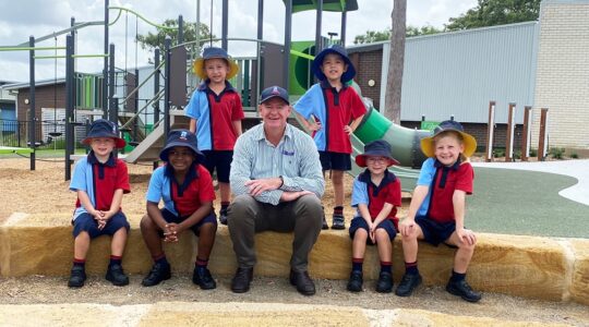 St Stephen's School Algester principal John Bates and students. | Newsreel