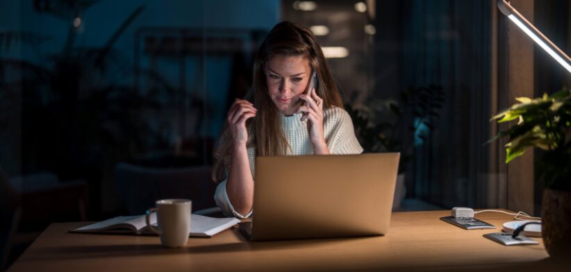 Woman working late at night. | Newsreel