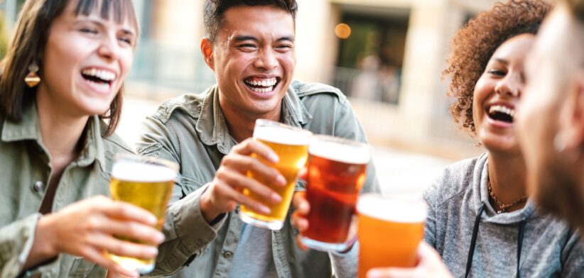 Group of friends drinking. | Newsreel