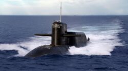 Nuclear submarine on the surface of the ocean. | Newsreel