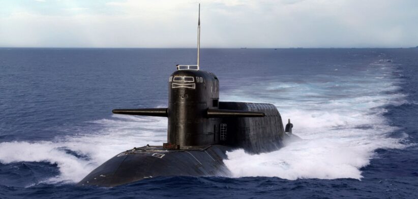 Nuclear submarine on the surface of the ocean. | Newsreel