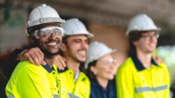 Workers in high-vis and hardhats. | Newsreel