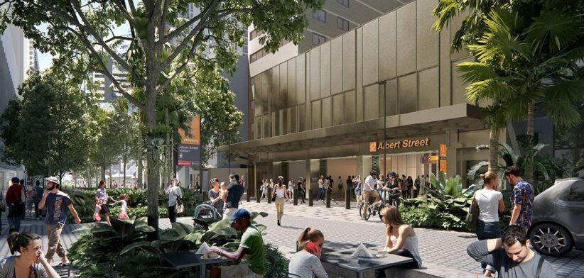 Artist's impression of the entrance to the new Albert Street train station in Brisbane. | Newsreel