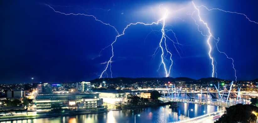 Lightning strikes over Brisbane. | Newsreel