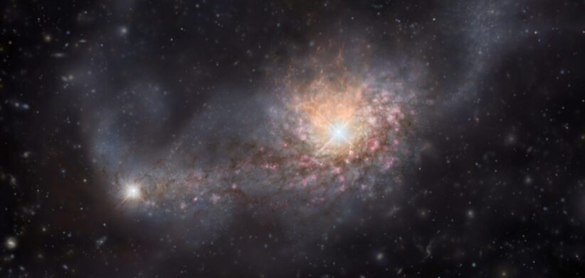 Artists impression of galaxies merging.