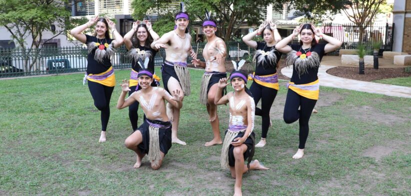 Brisbane Catholic Education dance group the Dappīl Meeanjin Dancers. | Newsreel.