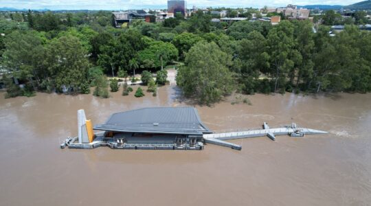 Flooding Brisbane River at St Lucia in 2022. | Newsreel