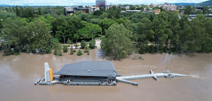 Flooding Brisbane River at St Lucia in 2022. | Newsreel