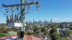 Electrical equipment in power pole. | Newsreel