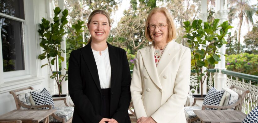 Queensland Rhodes Scholar 2025 Matisse Reed with Queensland Governor Jeannette Young. | Newsreel