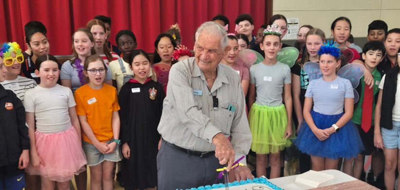 St Catherine’s Catholic Primary Wishart School Year 6 students with Doug. | Newsreel