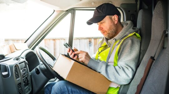 Delivery drover in truck. | Newsreel