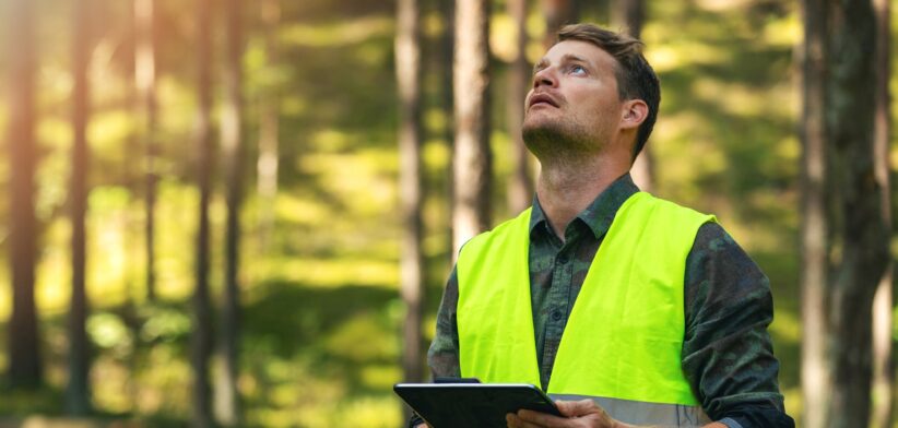 Man taking data in bush. | Newsreel