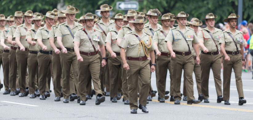 Australian soldiers marching. | Newsreel