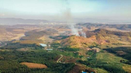 Bushfire smoke in distance. | Newsreel