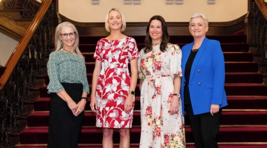 2024 Pathways to Politics for Women graduates who will contest the state election: Linda Barry (Qld Greens), Claire Carlin (ALP), Kristie Lockhart (Qld Greens), and Lisa Baillie (LNP). Newsreel