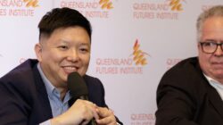 Professor Ryan Ko and Bruce Irwin at the QFI cybersecurity forum today - Newsreel