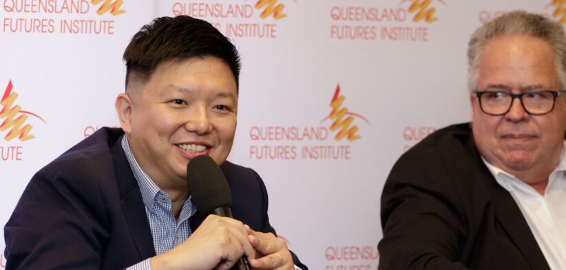 Professor Ryan Ko and Bruce Irwin at the QFI cybersecurity forum today - Newsreel